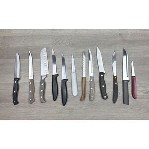 Assorted Kitchen Knife Set Lot Of 12. Farberware, Japan, Members Mark, Stanley